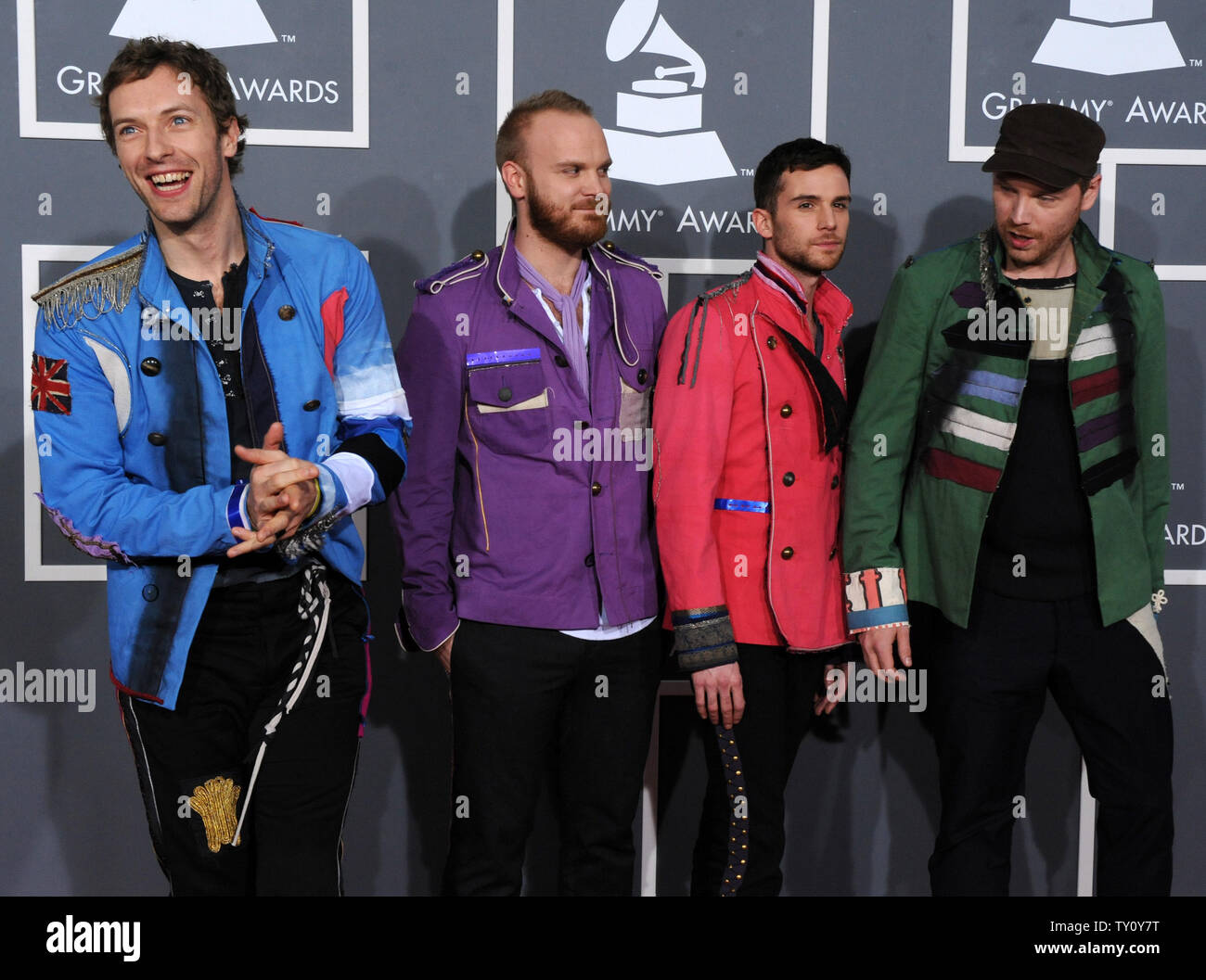 Coldplay band members arrive for the 51st annual Grammy Awards at
