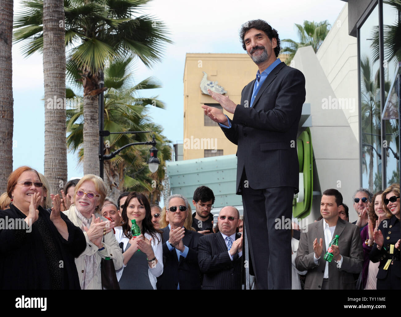 Chuck Lorre basks in the moments during ceremonies honoring him with the 2,380th star on the Hollywood Walk of Fame in Los Angeles on March 12, 2009. Lorre produces and co-created CBS' 'The Big Bang Theory' and 'Two and Half Men'. He also produced 'Dharma & Greg'' and 'Grace Under Fire'. (UPI Photo/Jim Ruymen) Stock Photo