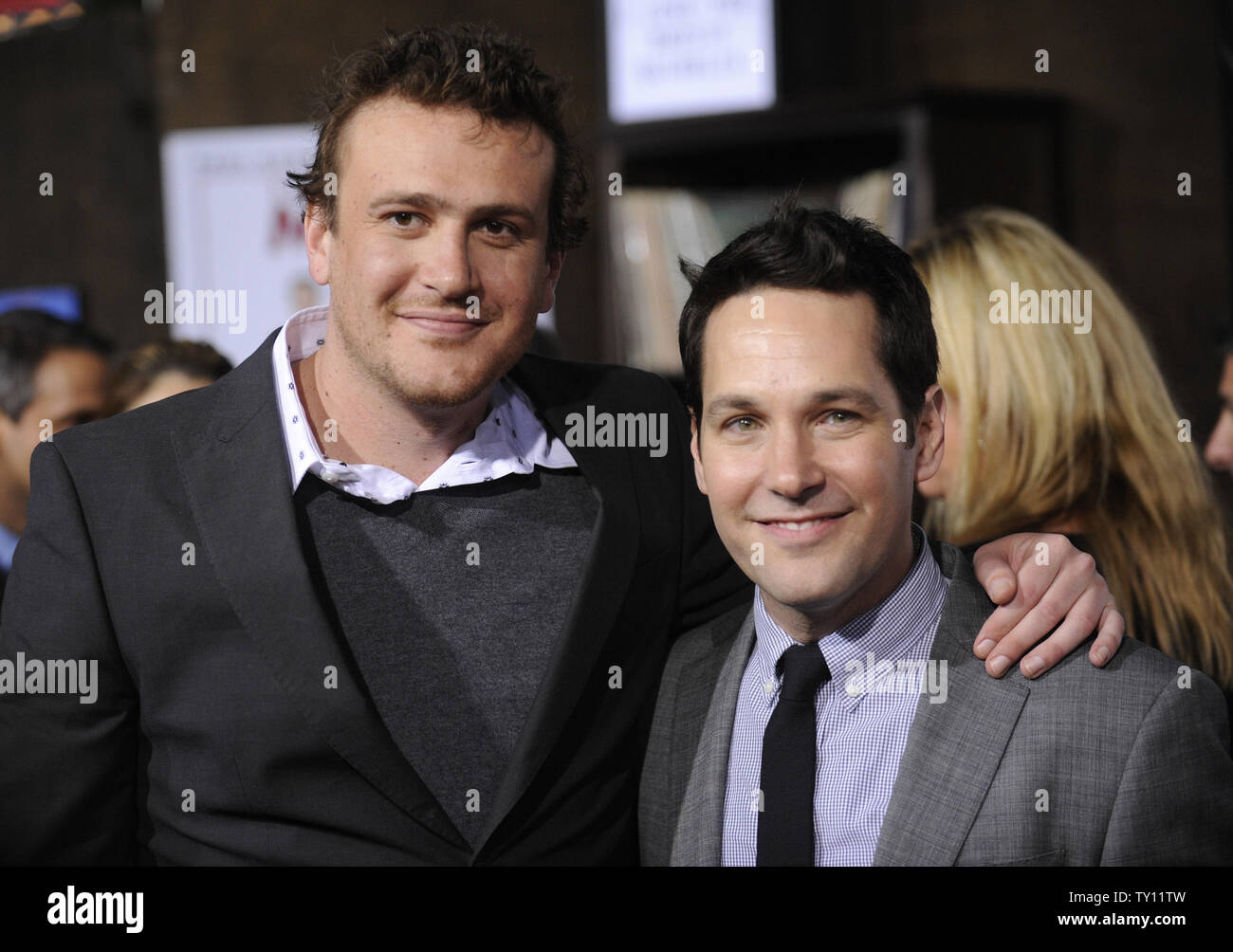 Cast members Paul Rudd and Jason Segel attend the premiere of the film 'I Love You Man'  in Los Angeles on March 17, 2009. (UPI Photo/ Phil McCarten) Stock Photo