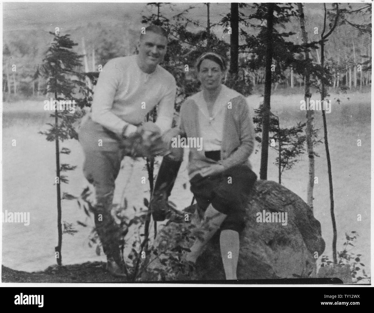 Eleanor Roosevelt and Earl Miller at Chazy Lake, New York Stock Photo