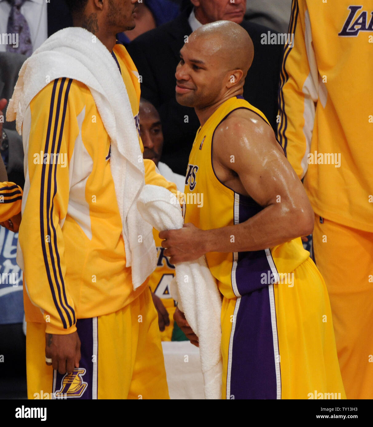 Los Angeles Lakers Derek Fisher Heads To The Locker Room
