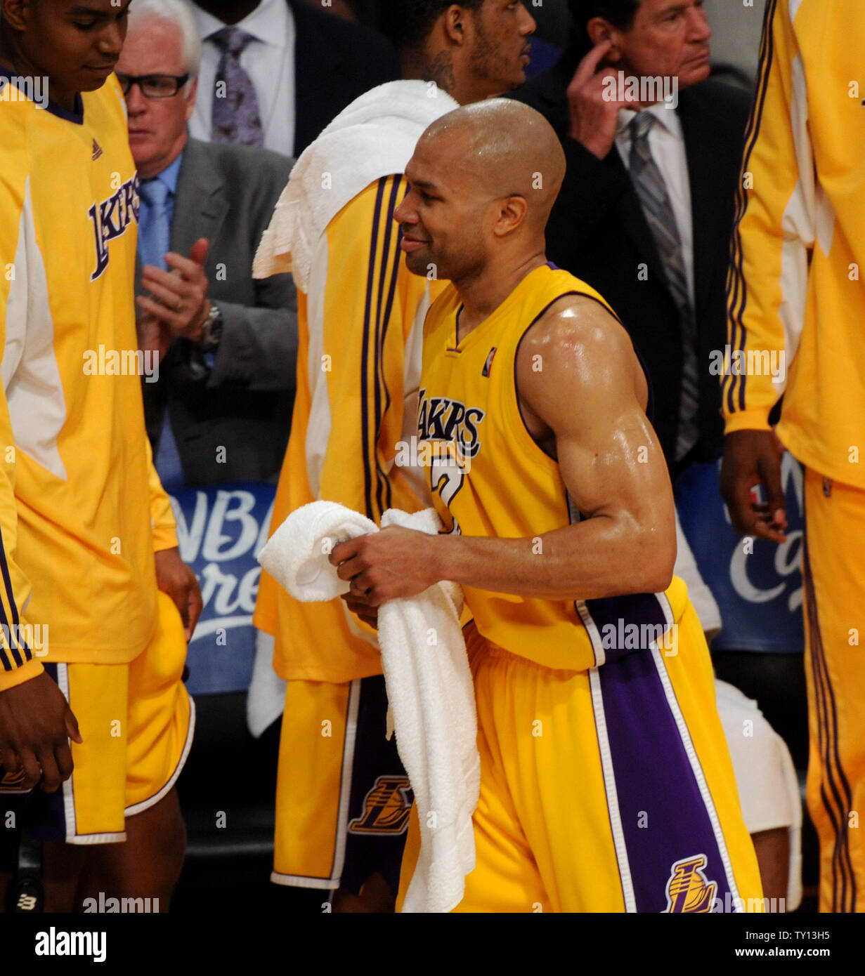 Los Angeles Lakers Derek Fisher Heads To The Locker Room
