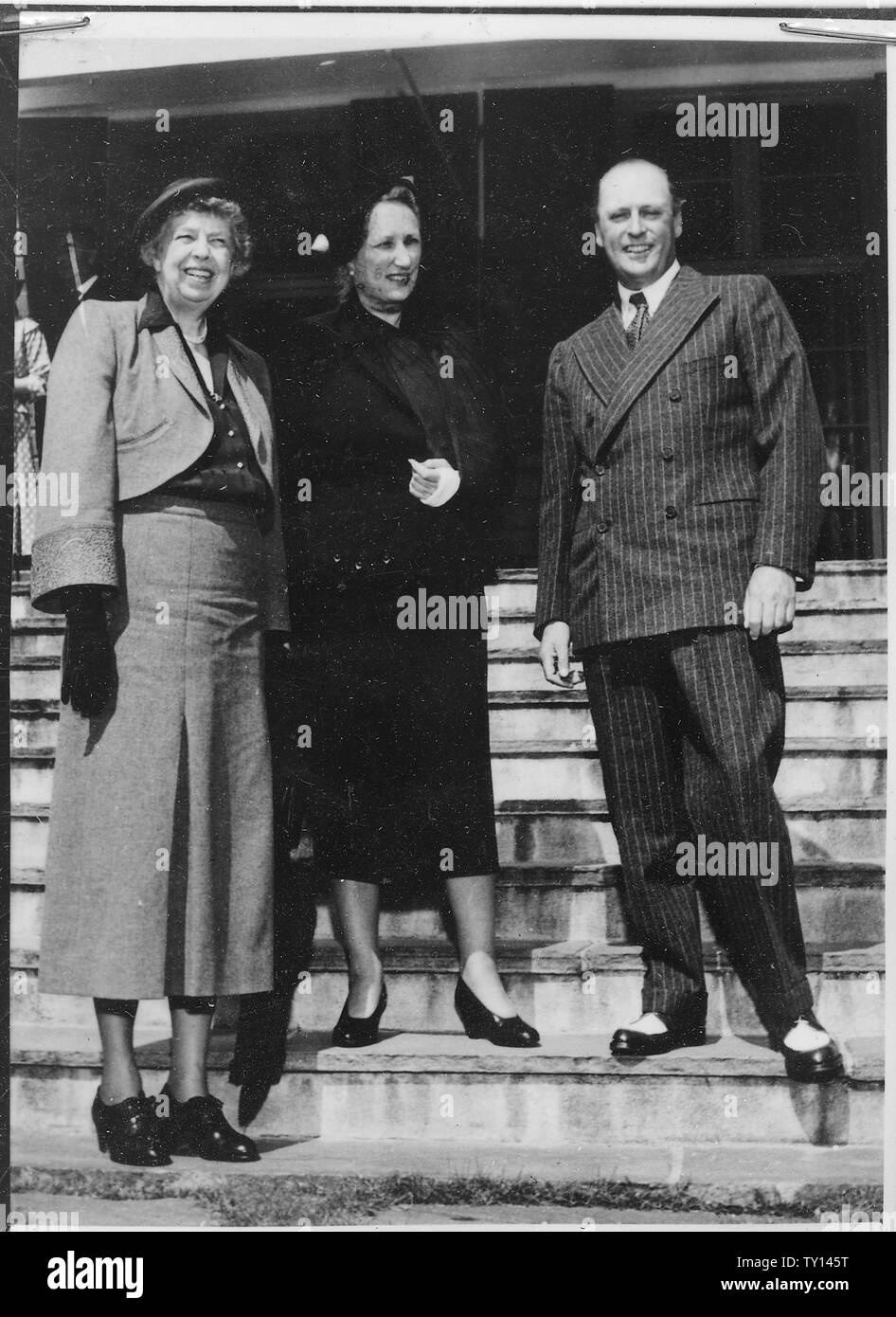 Eleanor Roosevelt And Martha And Olav Of Norway In Norway Stock Photo eleanor-roosevelt-and-martha-and-olav-of-norway-in-norway-stock-photo