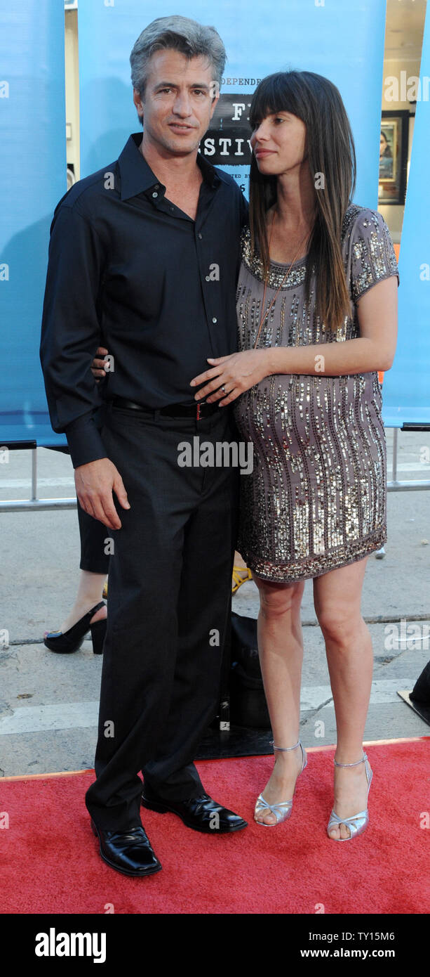 Actor Dermot Mulroney (L) and Tharita Catulle arrive at the premiere of the motion picture dramatic comedy 'Paper Man' on the opening night of the Los Angeles Film Festival in Los Angeles on June 18, 2009. (UPI Photo/Jim Ruymen) Stock Photo