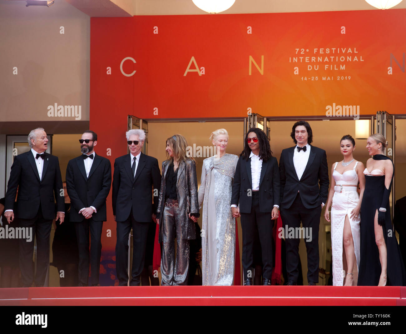 Bill Murray, Carter Logan, Tilda Swinton, Director Jim Jarmusch, Sara Driver,  Luka Sabbat, Adam Driver, Selena Gomez, Chloe Sevigny, at the Opening Ceremony and The Dead Don’t Die gala screening at the 72nd Cannes Film Festival Tuesday 14th May 2019, Cannes, France. Photo credit: Doreen Kennedy Stock Photo