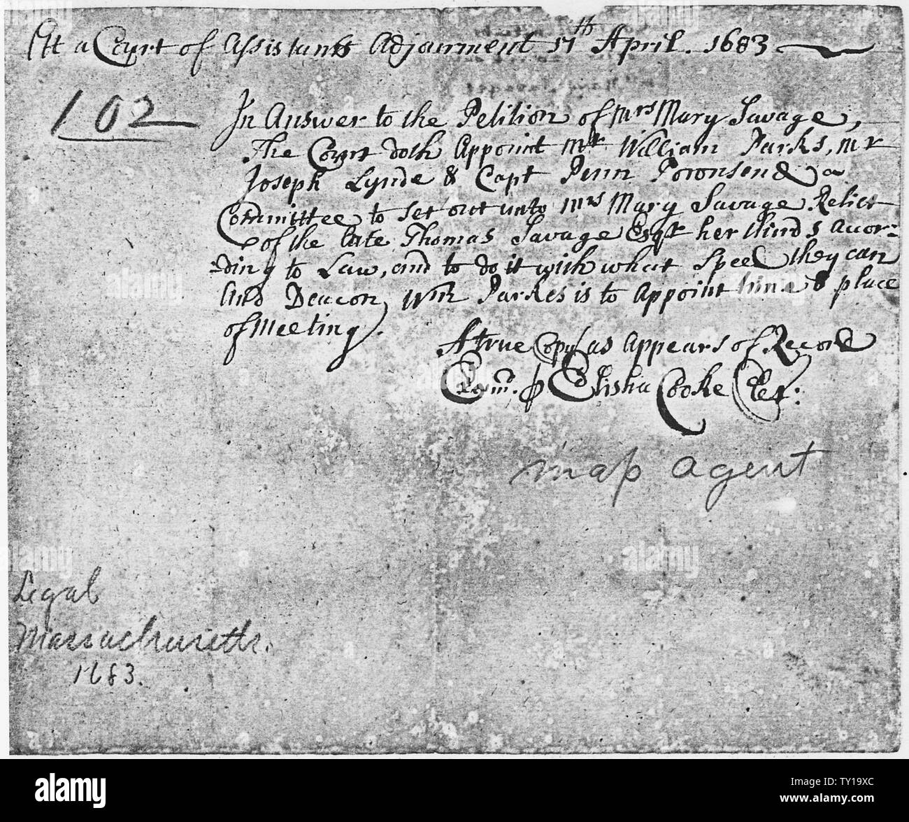 Elisha Cooke Legal Document April 17, 1683; Scope and content