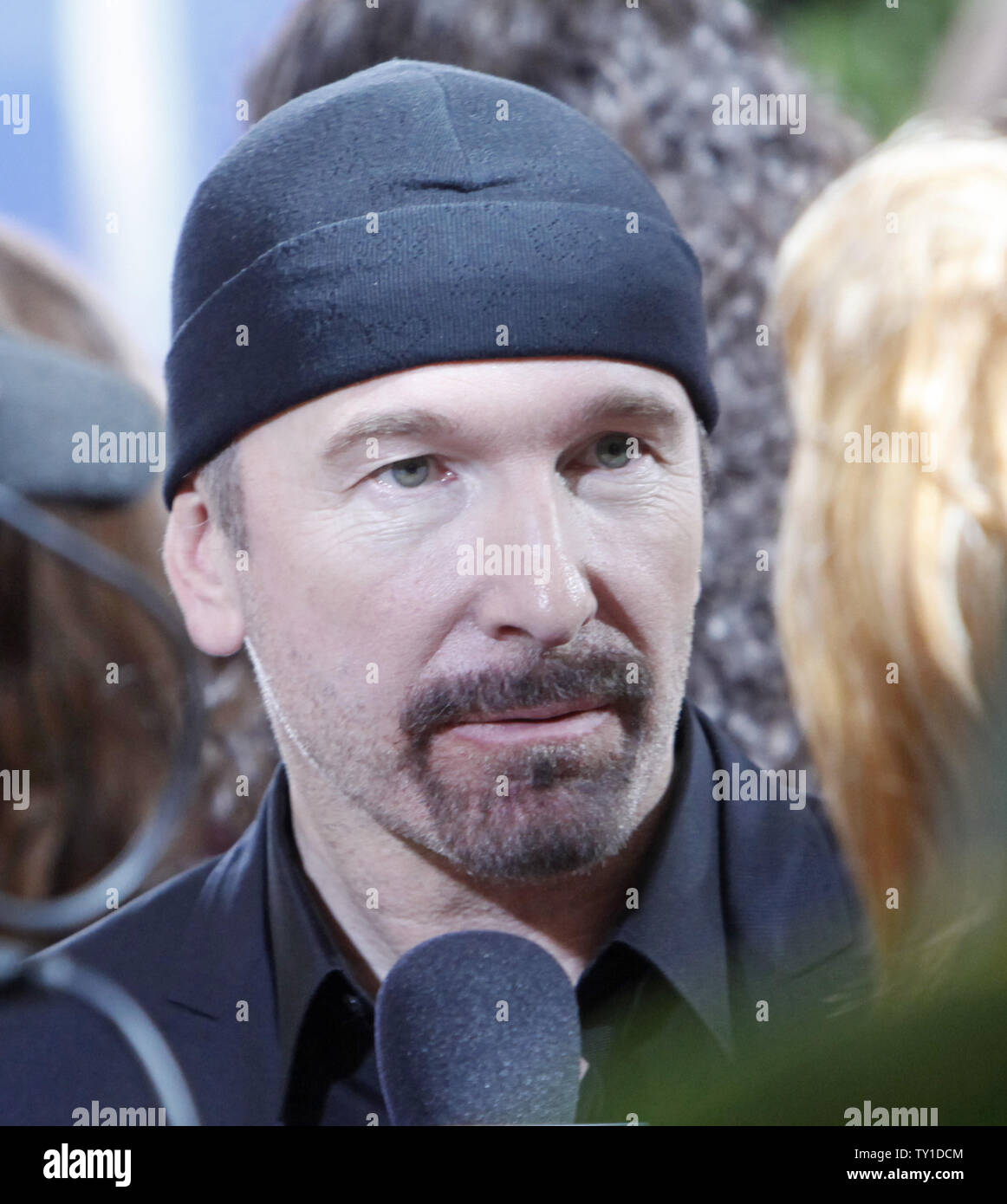 U2 guitarist The Edge (Dave Evans) arrives on the red carpet before the 67th annual Golden Globes After-Party in Beverly Hills, California on January 17, 2010.   (UPI/David Silpa) Stock Photo