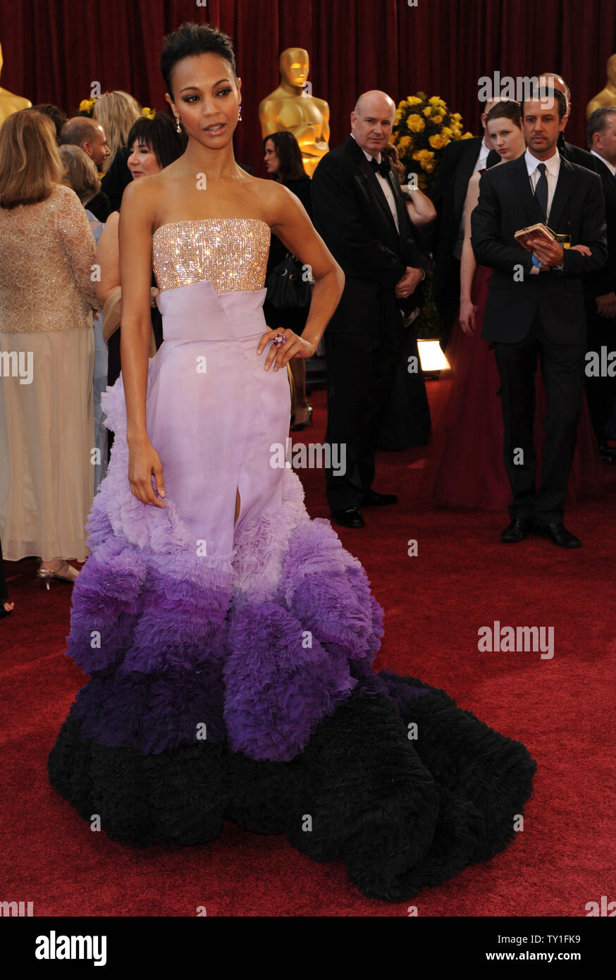Actress Zoe Saldana arrives at the 82nd annual Academy Awards in Hollywood on March 7, 2010.   UPI/Jim Ruymen Stock Photo