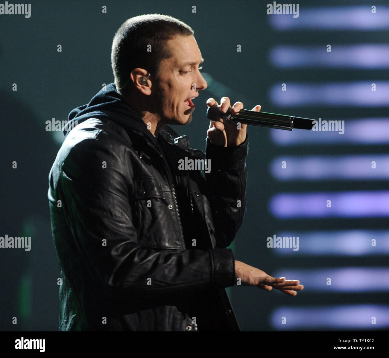 Eminem performs "Not Afraid" at the 2010 BET Awards in Los Angeles on ...