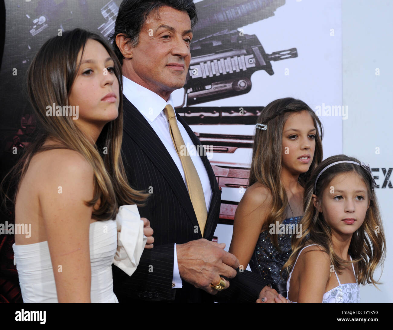 Sistine Rose, Sophia Rose Stallone, Jennifer Flavin Stallone and Scarlet  Rose Stallone attend the Expendables 3 premiere at TCL Chinese Theatre in  Los Angeles, CA, USA, August 11, 2014. Photo by Lionel