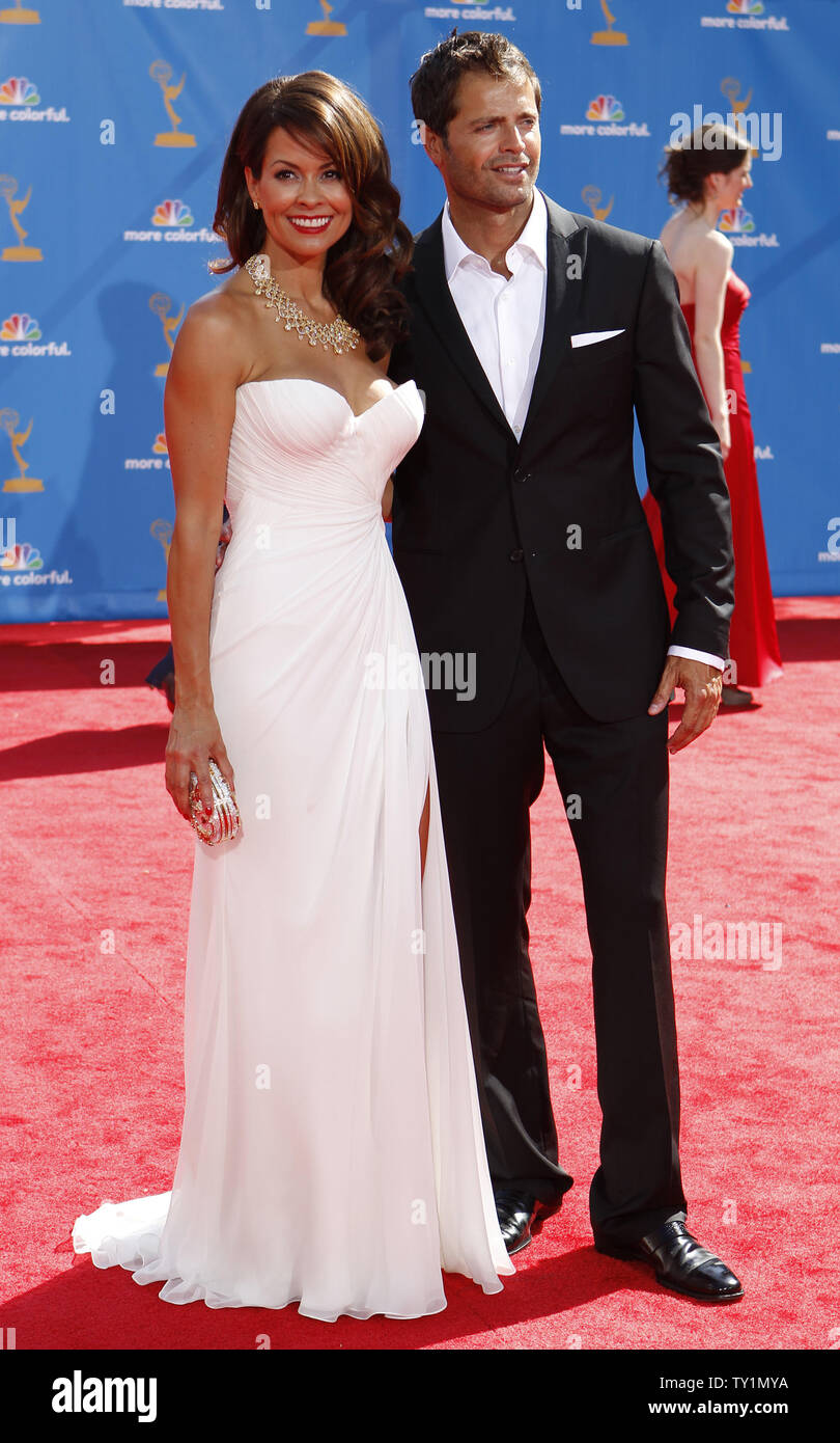 Brooke Burke and husband David Charvet arrive at the 62nd Primetime Emmy Awards at the Nokia Theatre in Los Angeles on August 29, 2010.    UPI/Lori Shepler Stock Photo