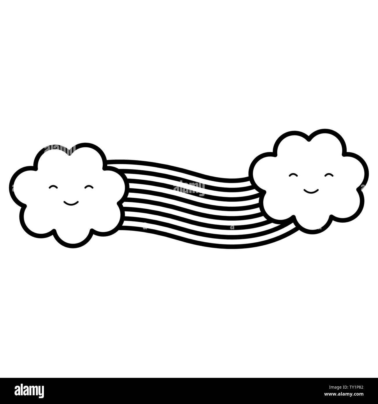 clouds sky with rainbow weather kawaii character vector illustration ...