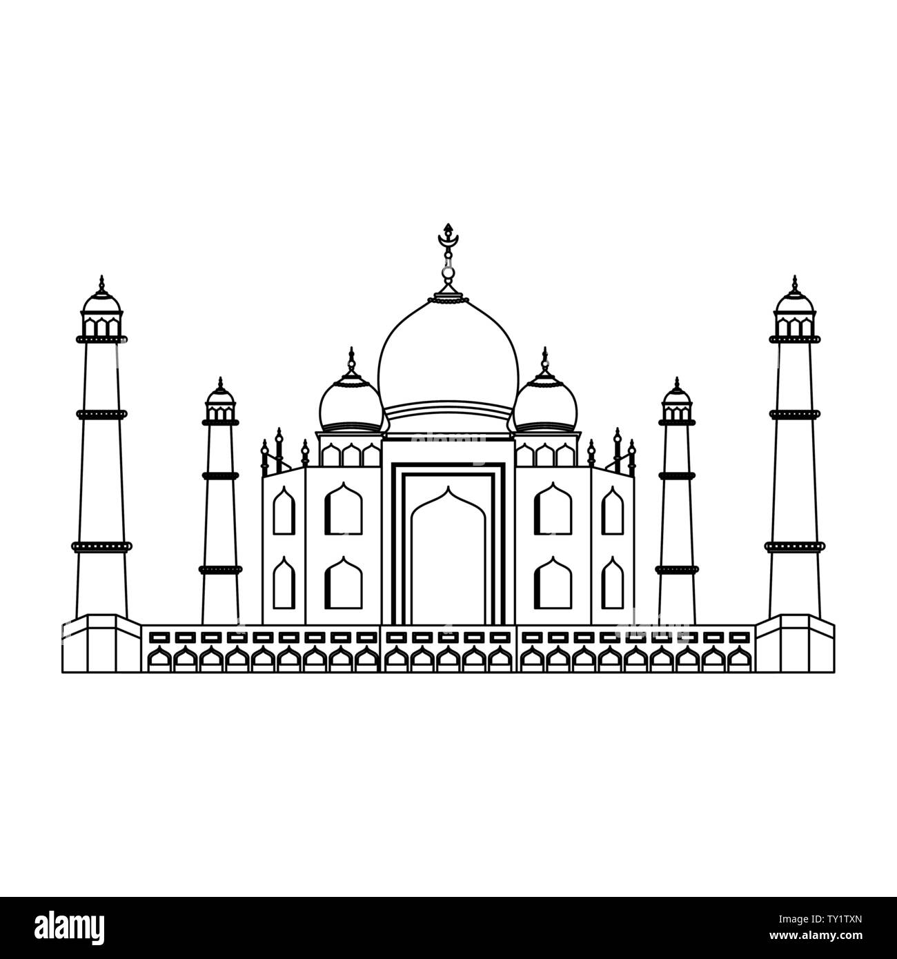 Indian Building Monuments Icon Cartoon In Black And White Stock Vector Image Art Alamy