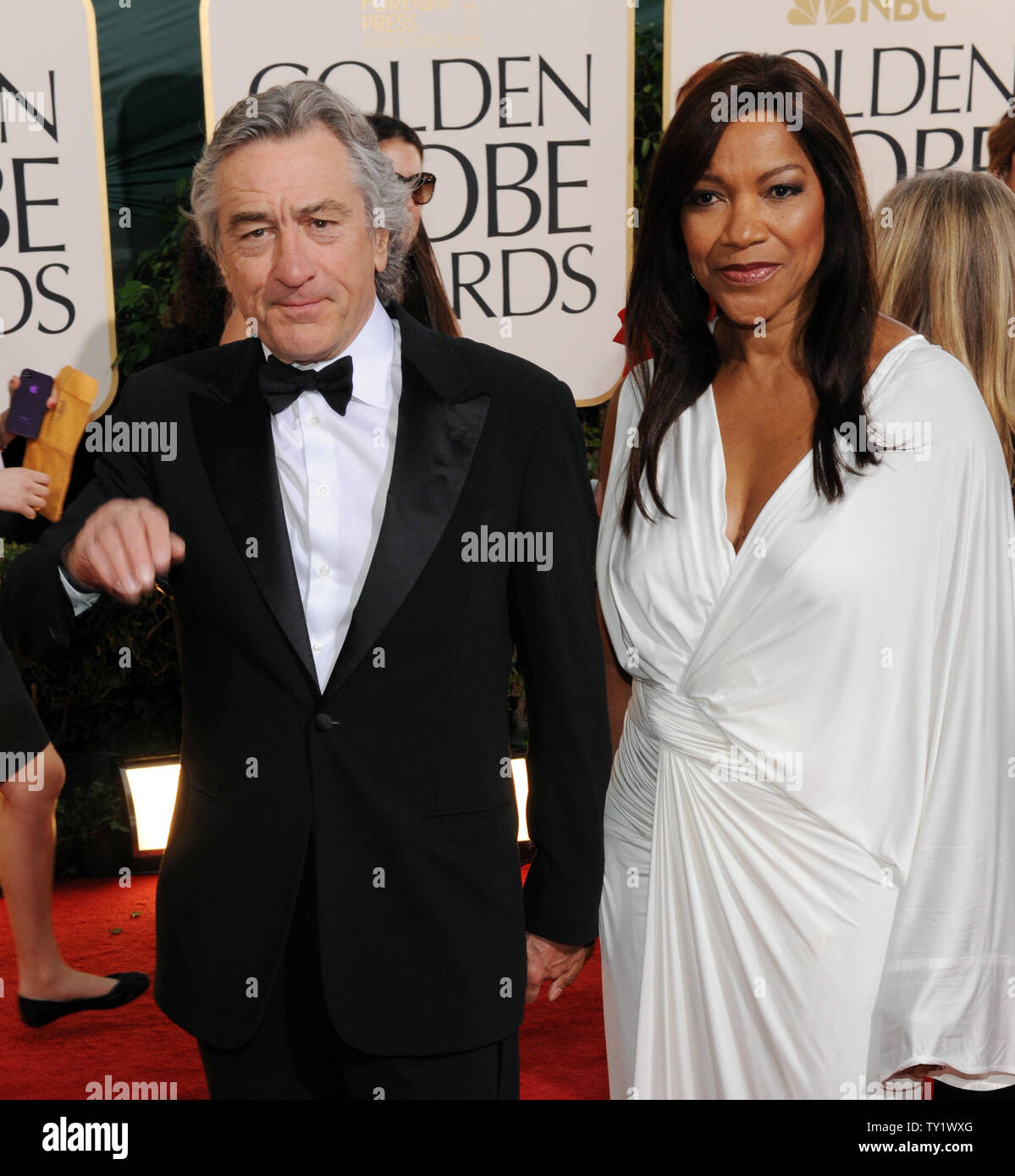 Actor Robert De Niro and his wife Grace Hightower arrive at the 68th annual Golden Globe Awards in Beverly Hills, California on January 16, 2011. De Niro was honored with the Cecil B. DeMille Award.  UPI/Jim Ruymen Stock Photo