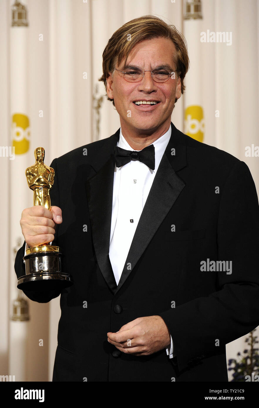 Best Adapted Screenplay winner Aaron Sorkin for 'The Social Network' poses  with his Oscar at the 83rd annual Academy Awards in Hollywood on February  27, 2011. UPI/Phil McCarten Stock Photo - Alamy