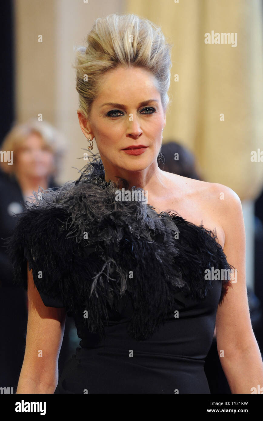 Actress Sharon Stone arrives on the red carpet for the 83rd annual ...
