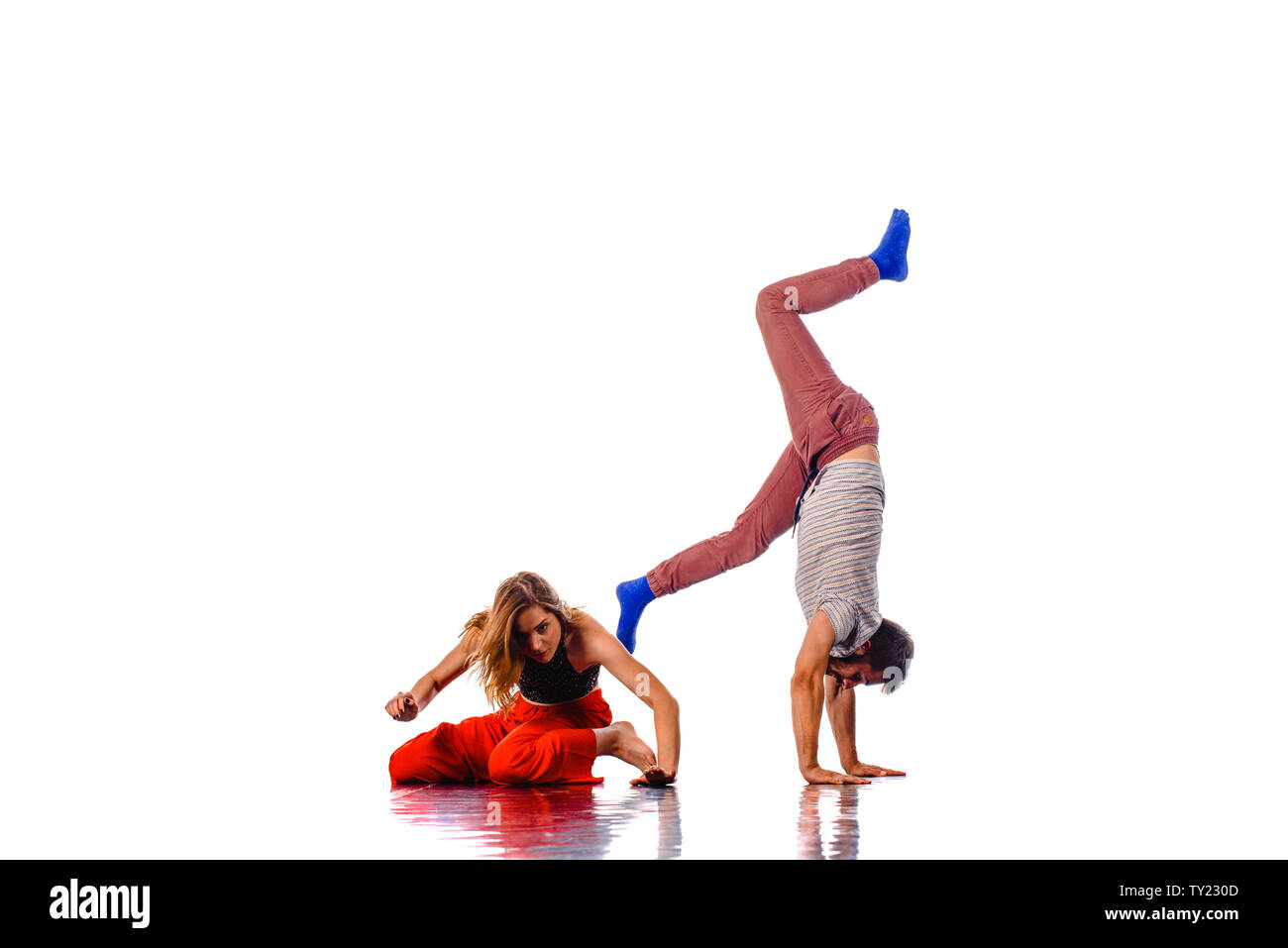 Guy And Girl In Dance Movement Modern Style Young Dancers