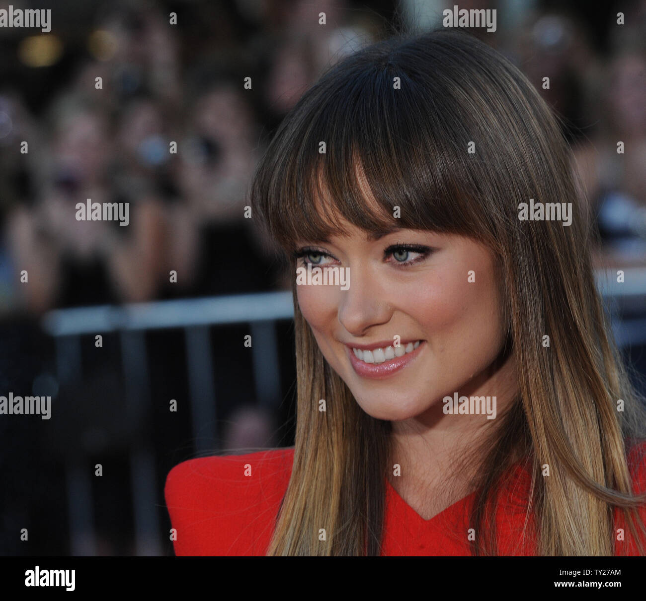 Olivia Wilde, a cast member in the motion picture comedy 'The Change-Up', arrives for the premiere of the film at the Village Theatre in Los Angeles on August 1, 2011.   UPI/Jim Ruymen Stock Photo