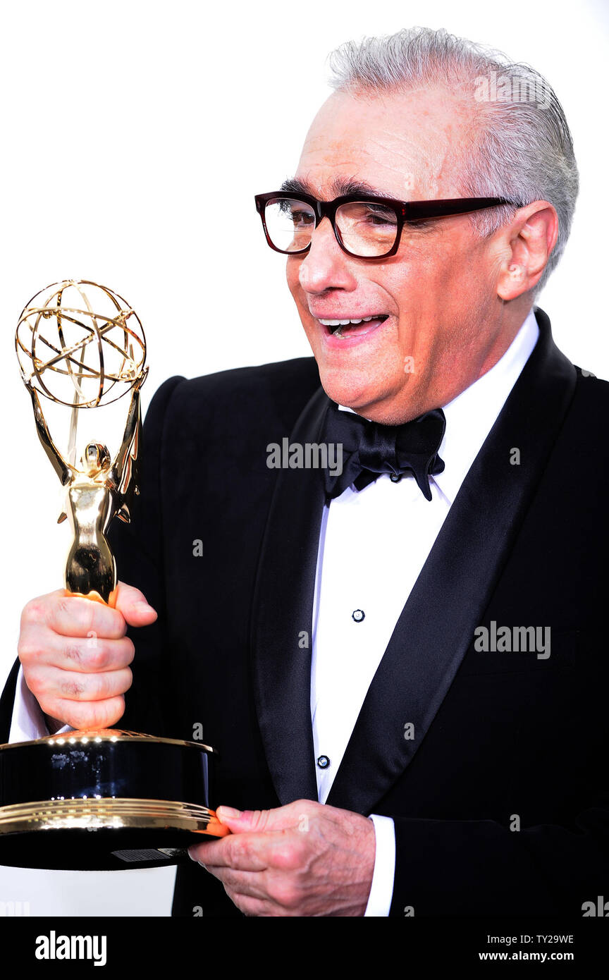 Martin Scorsese holds his Emmy for Outstanding Directing for a Drama Series for the pilot of 'Boardwalk Empire.' at the 63rd Primetime Emmy Awards at the Nokia Theatre in Los Angeles on September 18, 2011.   UPI/Jayne Kamin Oncea Stock Photo