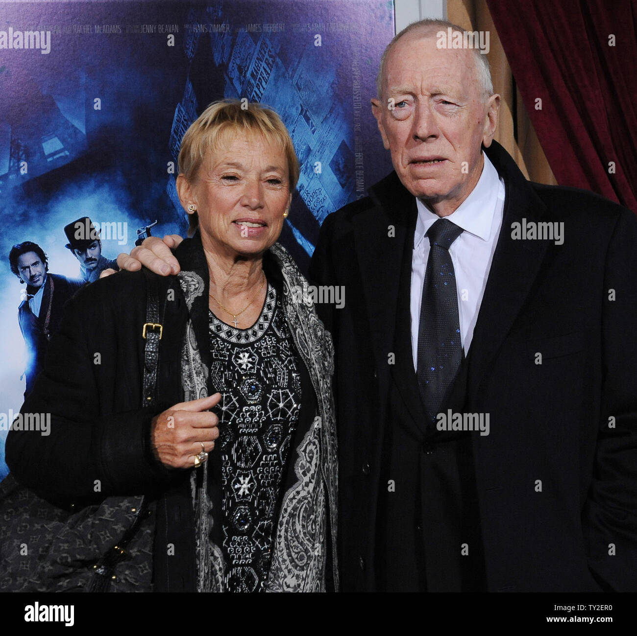 Actor Max von Sydow (R) and his wife Catherine Brelet attend the ...