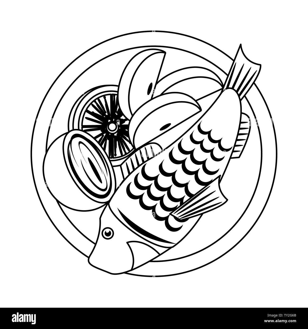 Healthy food and delicious ingredients in black and white Stock Vector ...
