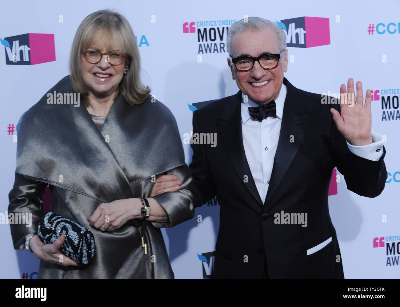 Director Martin Scorsese and his wife Helen Morris arrive for the 17th annual Critics Choice Movie Awards at the Hollywood Palladium in Los Angeles on January 12, 2012.  UPI/Jim Ruymen Stock Photo