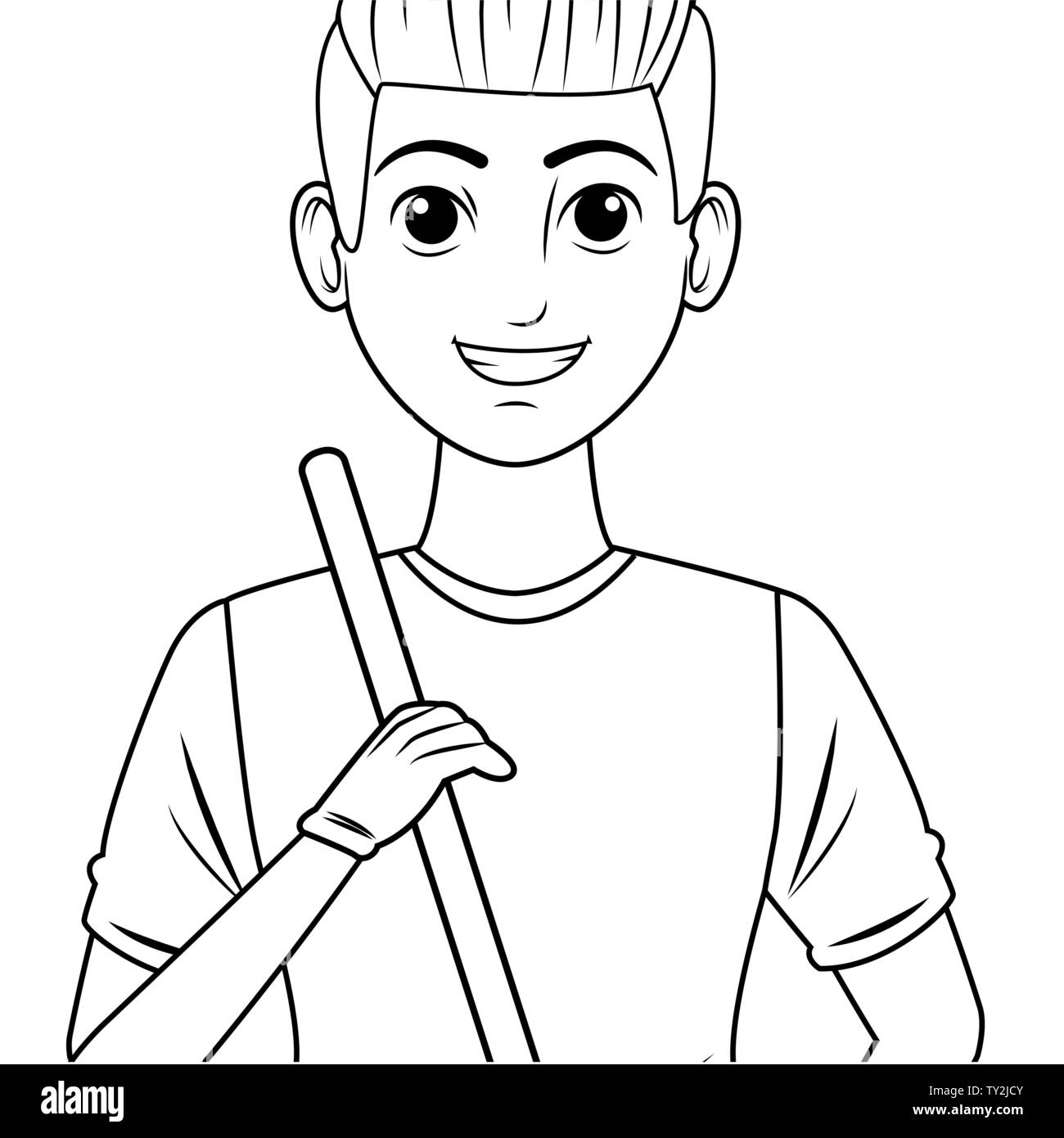young man avatar cartoon character profile picture in black and white ...