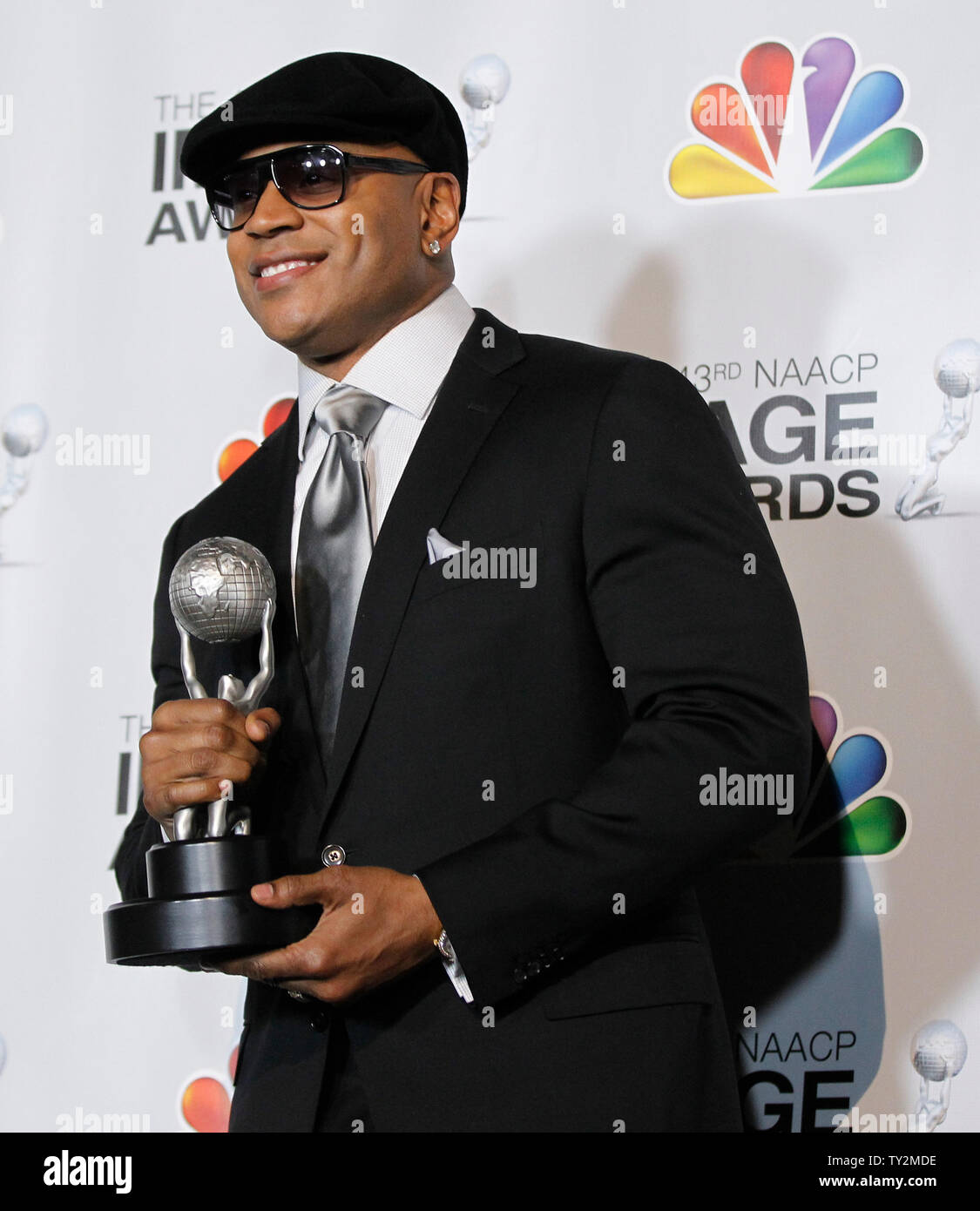 Actor LL Cool J holds his award for Outstanding Actor in a Drama Series for 'NCIS: Los Angeles' in the press room at the 43rd NAACP Image Awards at the Shrine Auditorium in Los Angeles on February 17, 2012.  UPI/Danny Moloshok Stock Photo
