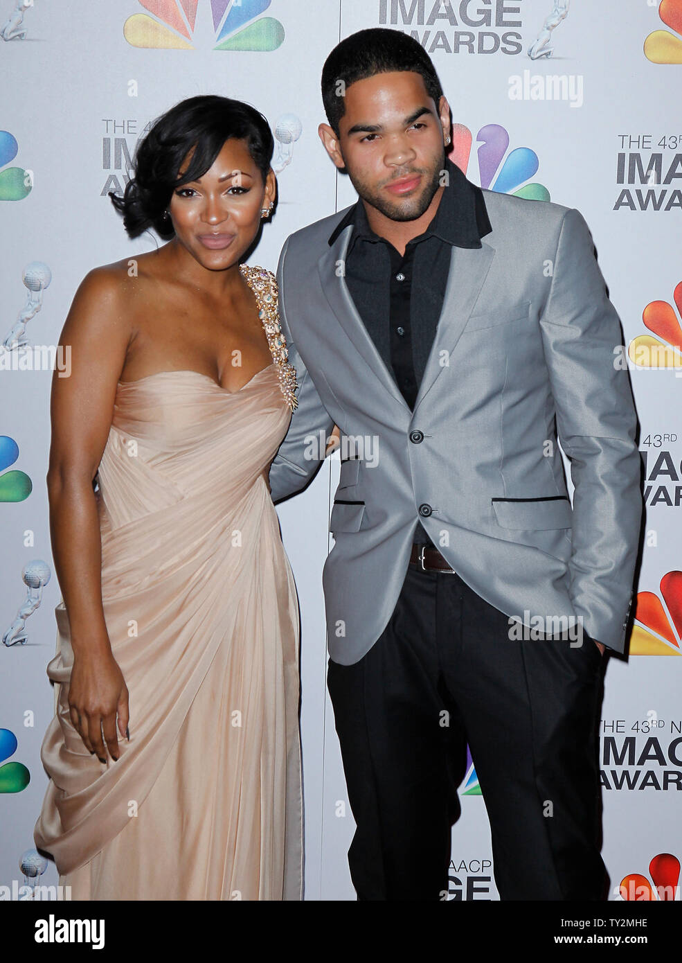Actress Meagan Good (L) and actor Dijon Talton arrive at the 43rd NAACP