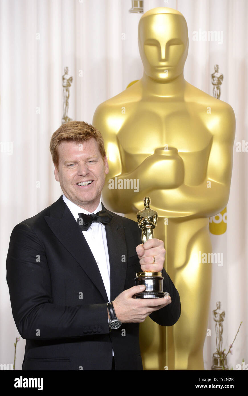 John Kahrs holds his Oscar for Best Animated Short Film for 
