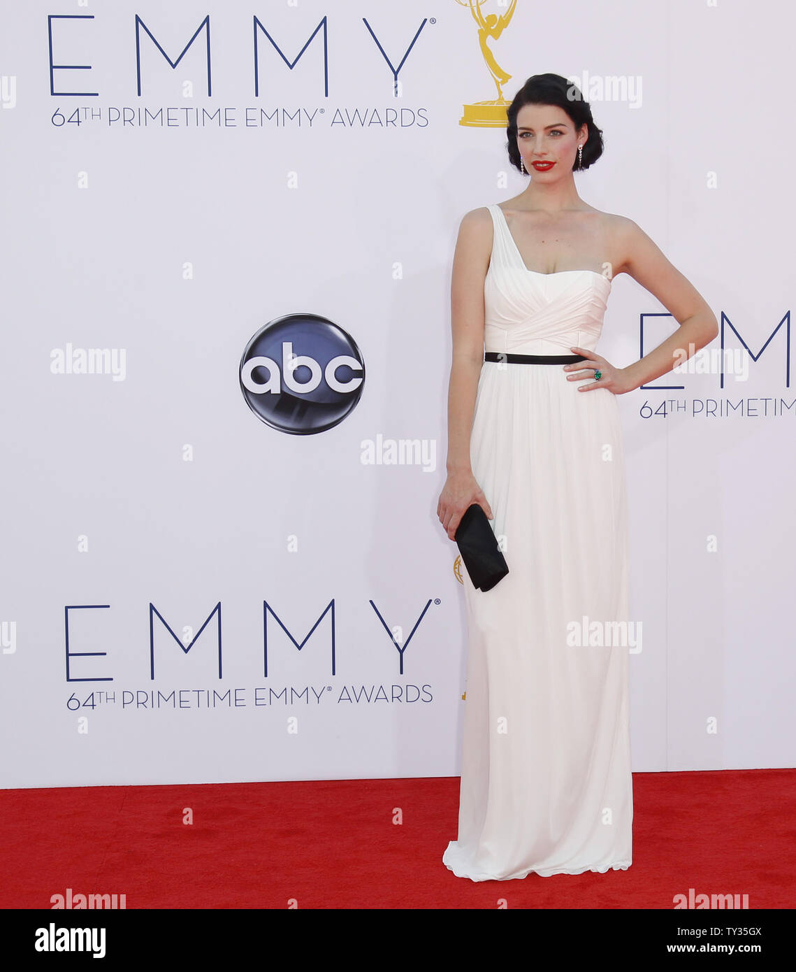 Actress Jessica Pare arrives for the the 64th Primetime Emmys at the Nokia Theatre in Los Angeles on September 23, 2012. UPI/Danny Moloshok Stock Photo