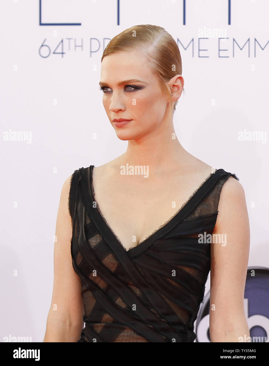 Actress January Jones arrives for the the 64th Primetime Emmys at the Nokia Theatre in Los Angeles on September 23, 2012. UPI/Danny Moloshok Stock Photo