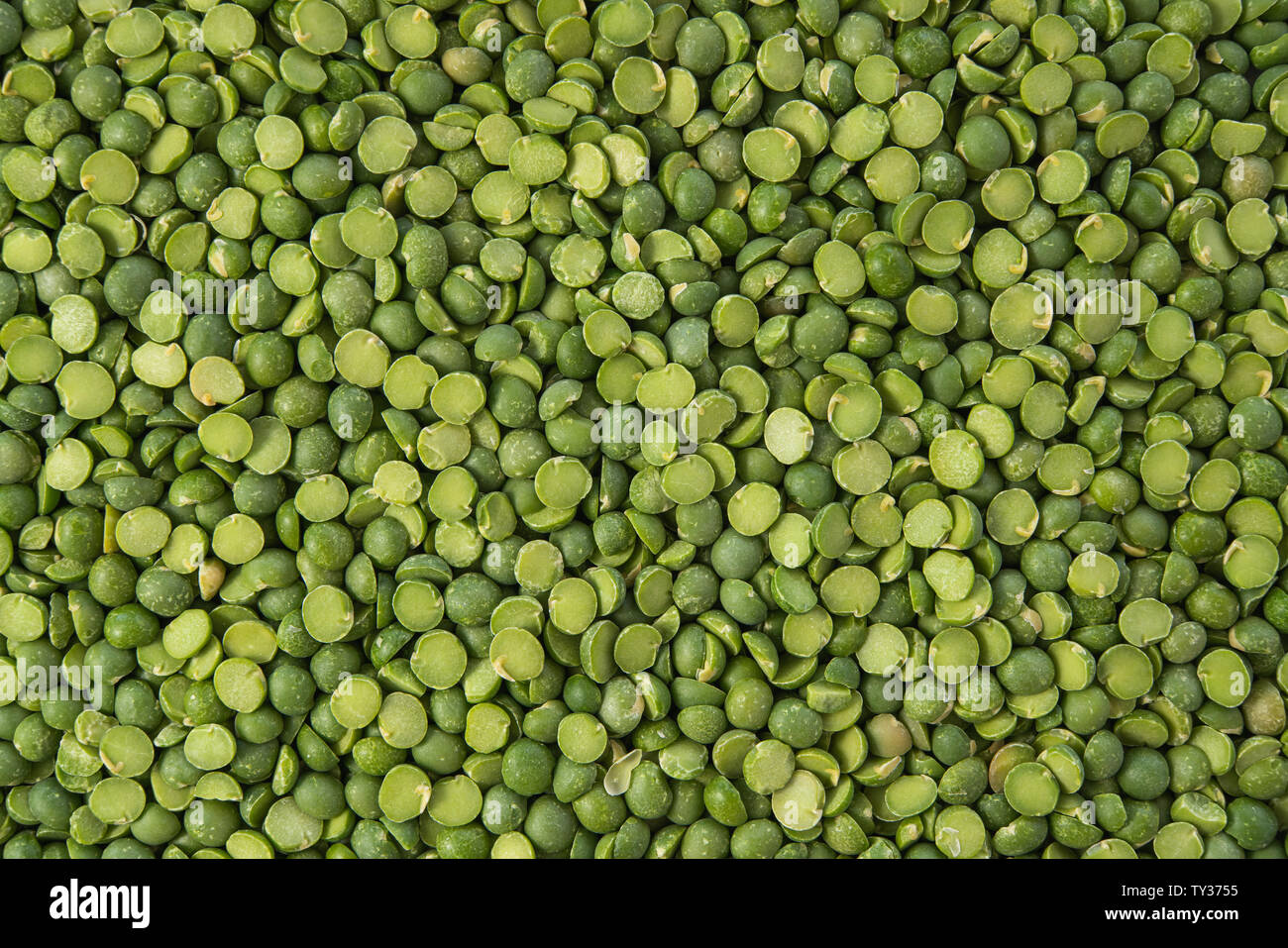 Green Split Peas Close Up Top View. Food Background, Legumes Stock