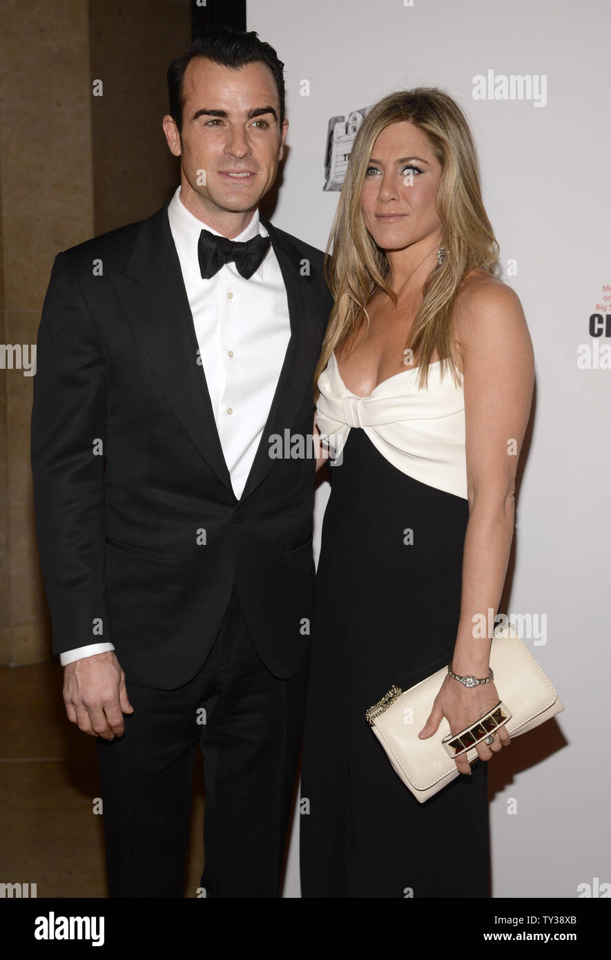 Actor Justin Theroux (L) and actress Jennifer Aniston attend the the 2012 presentation of the American Cinematheque Award held at the Beverly Hilton Hotel in Beverly Hills, California on November 15, 2012.      UPI/Phil McCarten Stock Photo