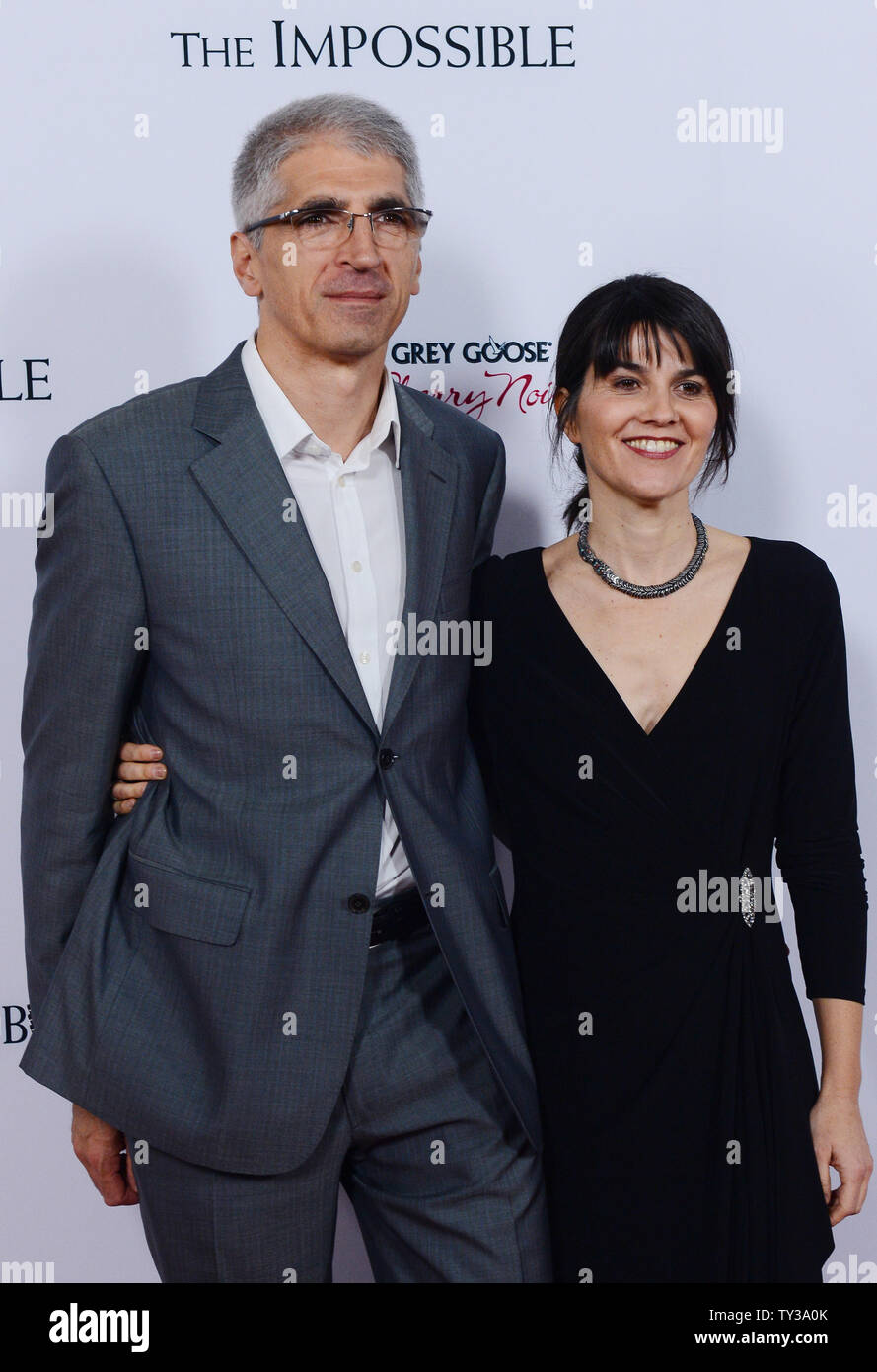 Tsunami survivors Enrique Belon and Maria Belon, whose story inspired the film, attends the premiere of the dramatic thriller motion picture "The Impossible", at the ArcLight Cinerama Dome in the Hollywood section of Los Angeles on December 10, 2012. The film is based on the Phuket, Thailand 2004 Tsunami account of a family caught, with tens of thousands of strangers, in the mayhem of one of the worst natural catastrophes of our time. UPI/Jim Ruymen Stock Photo