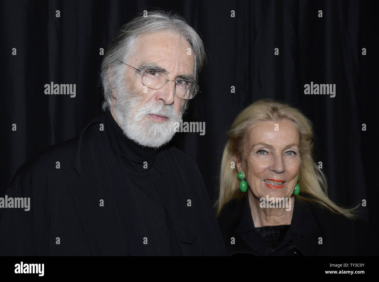 Writer and Director Michael Haneke (L) and wife Susanne attend the 38th annual Los Angeles Film Critics Awards in Los Angeles January 12, 2013.     UPI/Phil McCarten Stock Photo