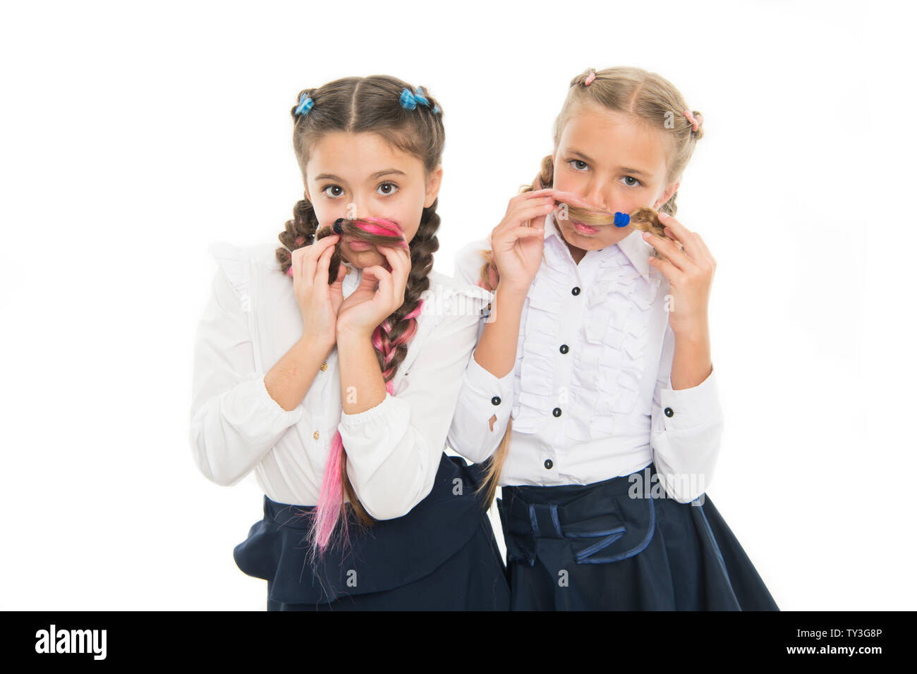 Fancy Style Little Girls With Braids Ready For School School