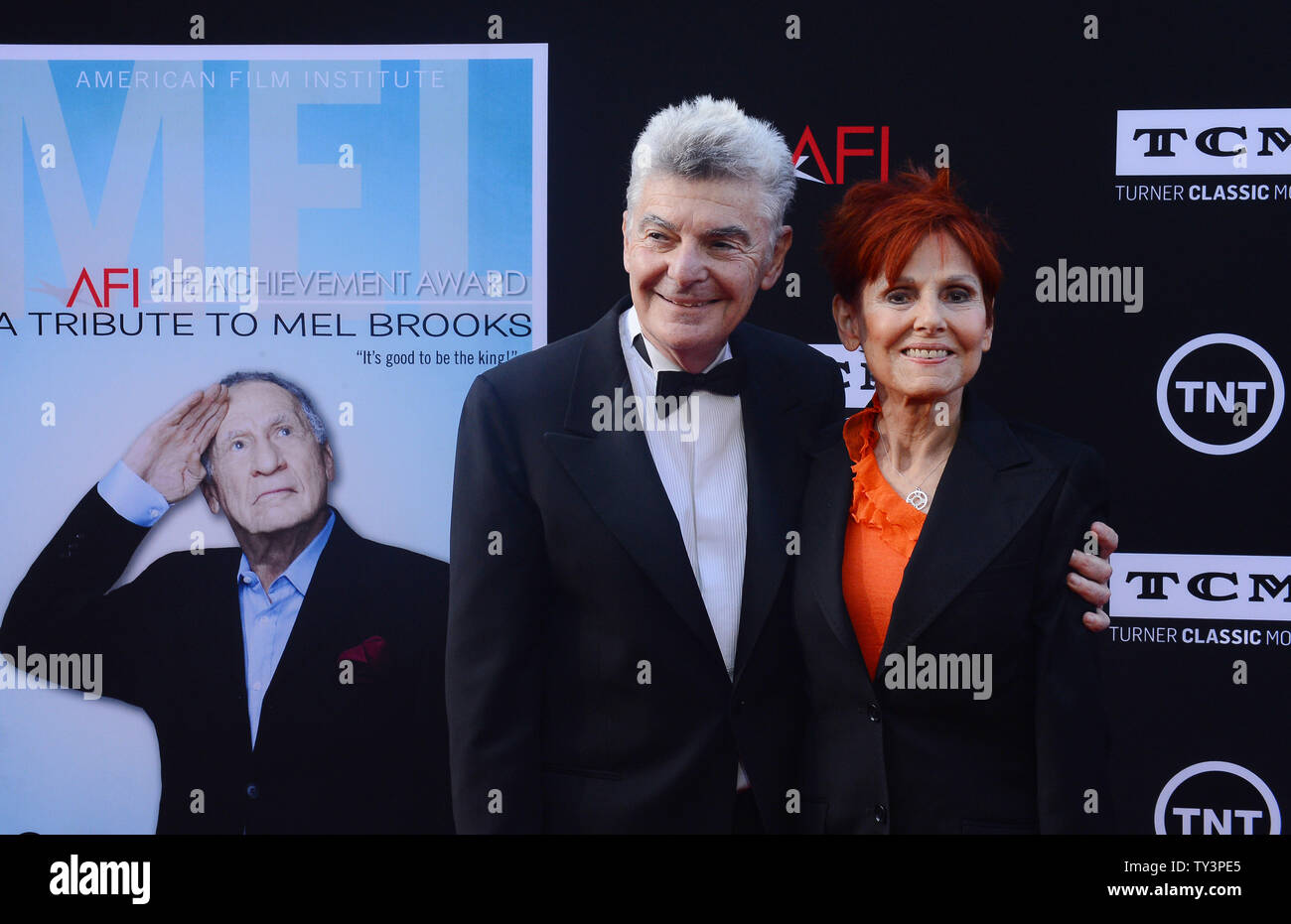Actor Richard Benjamin and his wife, actress Paula Prentiss attend the 41st AFI Life Achievement Award tribute to director Mel Brooks at the Dolby Theatre in the Hollywood section of Los Angeles on June 6, 2013.  UPI/Jim Ruymen Stock Photo