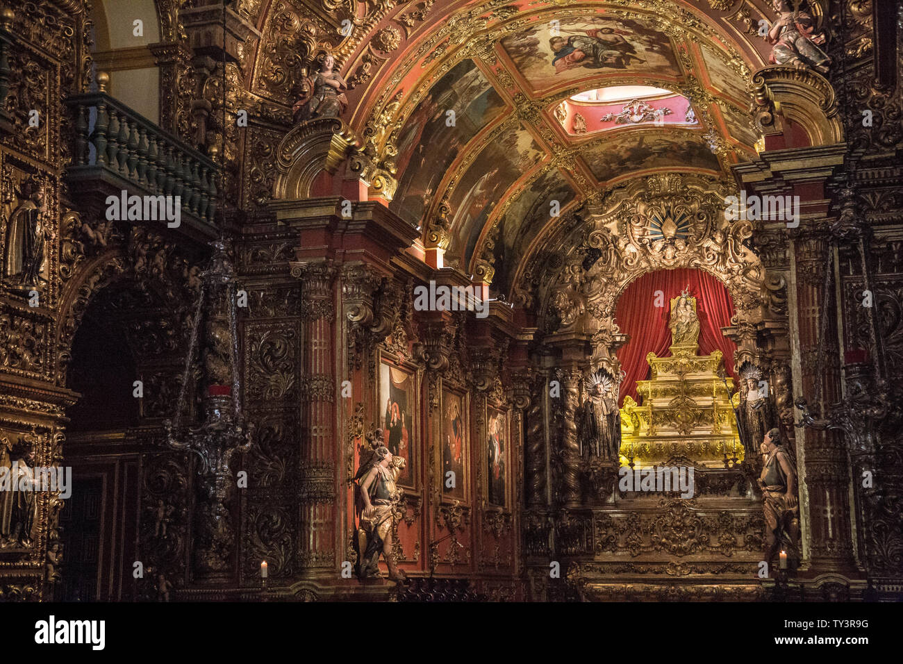 Rio de Janeiro, Brazil - July 7, 2015: The monastery Mosteiro de São Bento, baroque architecture at Rio de Janeiro Stock Photo