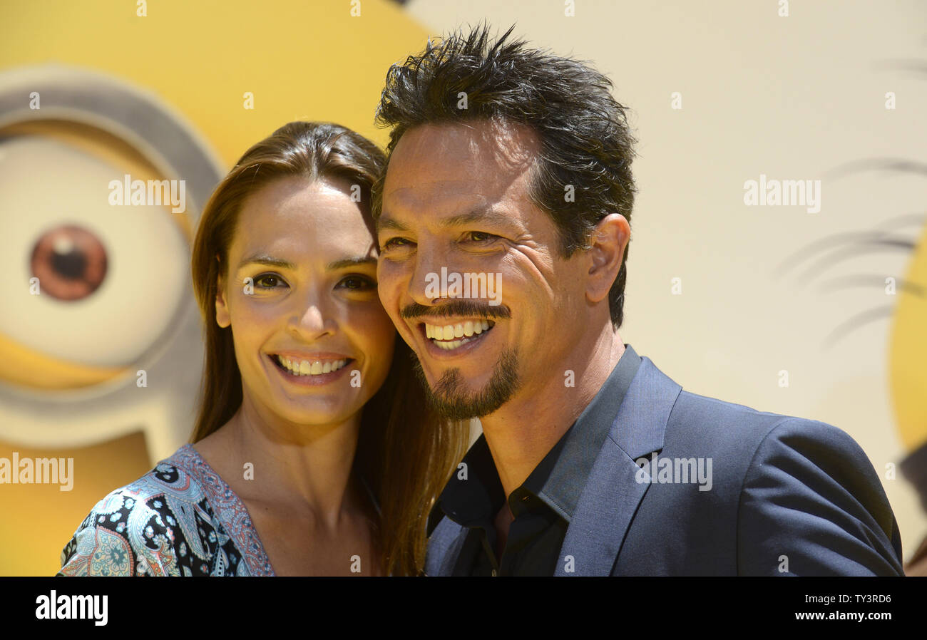 Cast member Benjamin Bratt and wife Talisa Soto (L) attend the premiere of the animated film 'Despicable Me 2' at Universal Studios in Los Angeles on June 22, 2013.      UPI/Phil McCarten Stock Photo
