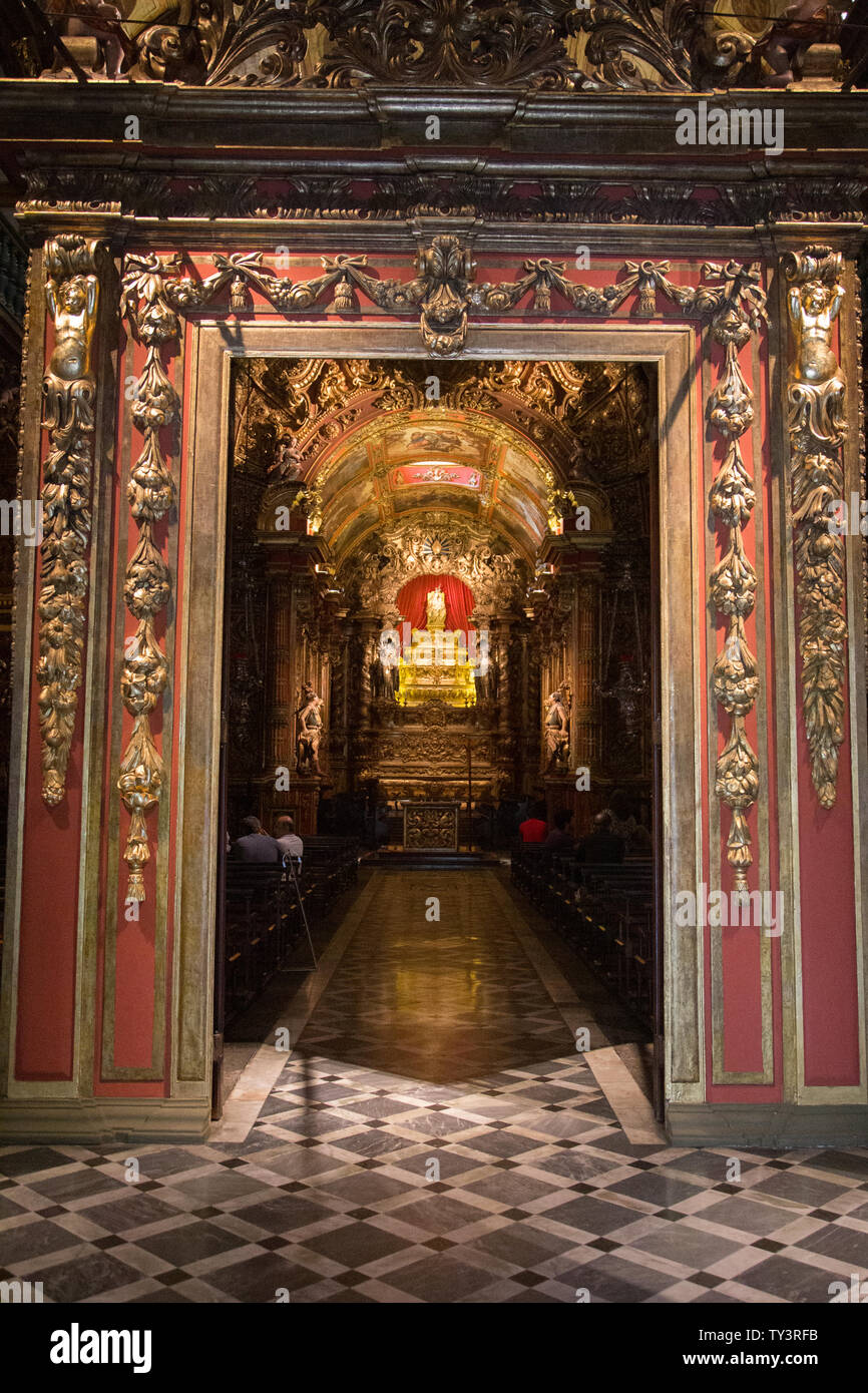 Rio de Janeiro, Brazil - July 7, 2015: The monastery Mosteiro de São Bento, baroque architecture at Rio de Janeiro Stock Photo