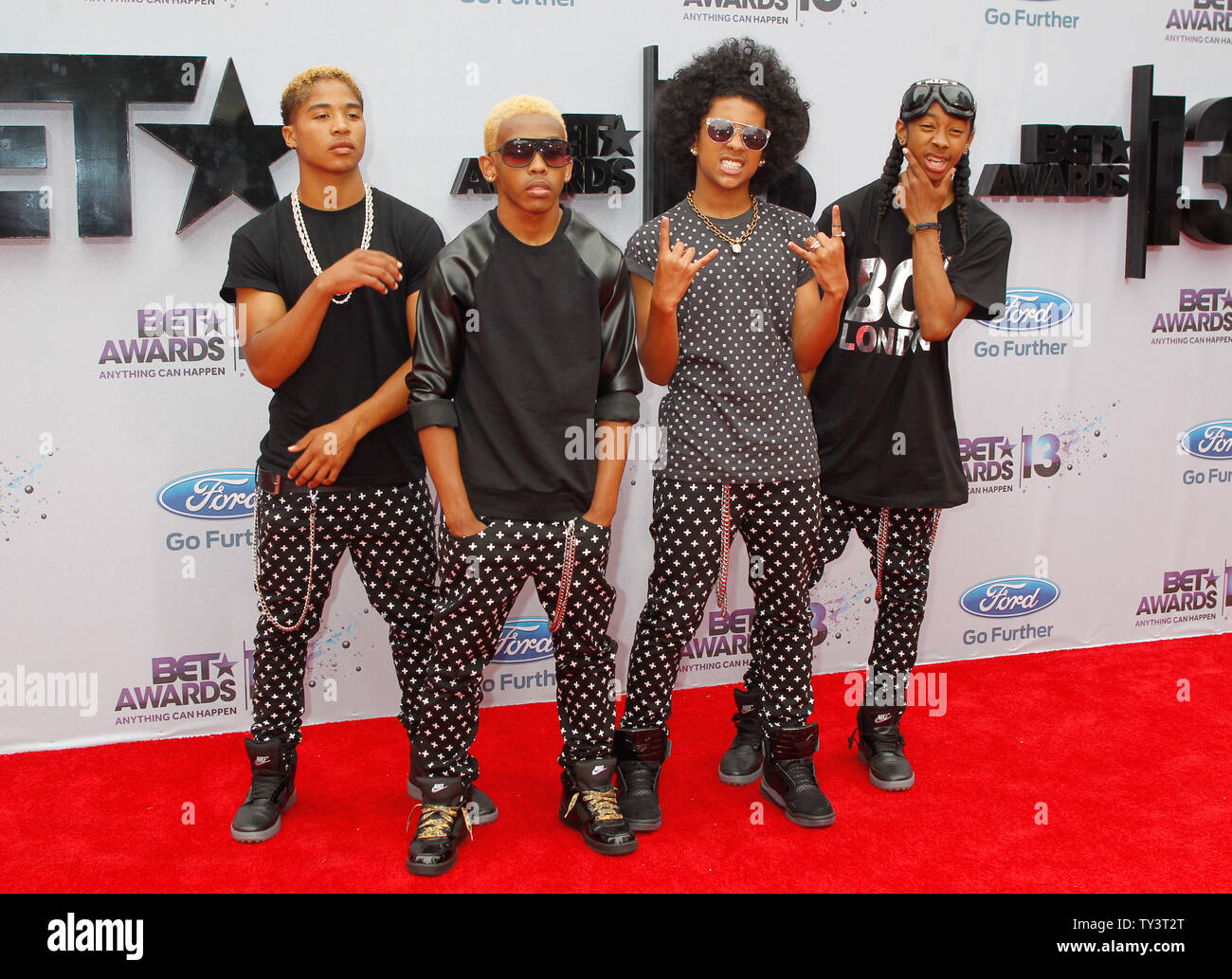 Singers Roc Royal, Princeton, Prodigy and Ray Ray of Mindless Behavior (L-R) attend the BET Awards 13, at the Nokia Theatre in Los Angeles on June 30, 2013.   UPI/Alex Gallardo Stock Photo