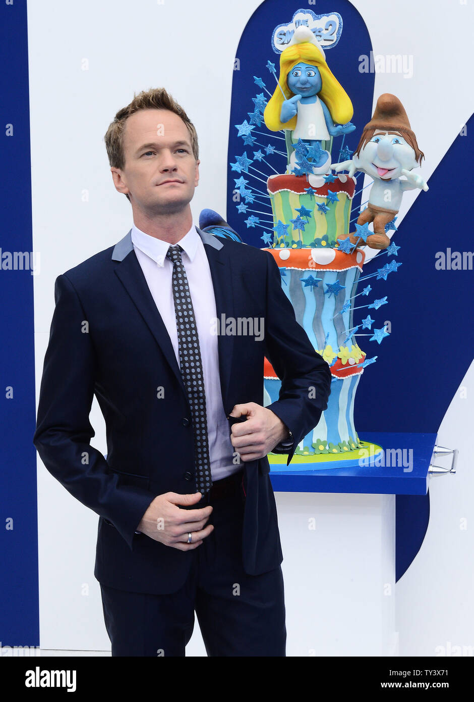 Actor Neil Patrick Harris attends the premiere of the motion picture animated comedy 'The Smurfs 2' at the Regency Village Theatre in the Westwood section of Los Angeles on July 28, 2013.  The Smurfs join forces with their human friends to rescue Smurfette who has been kidnapped.    UPI/Jim Ruymen Stock Photo