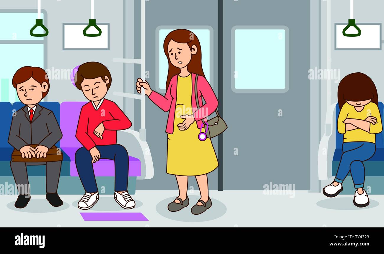 illustration of Public etiquette concept, how to behave in public