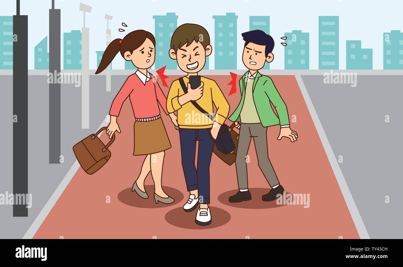 illustration of Public etiquette concept, how to behave in public