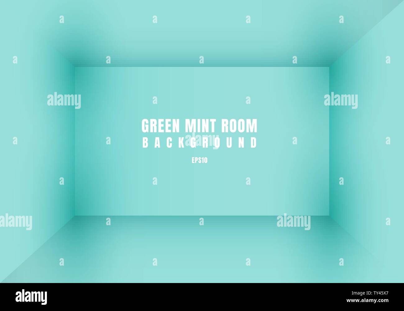 3d Empty Green Mint Room Modern Blank Interior Background