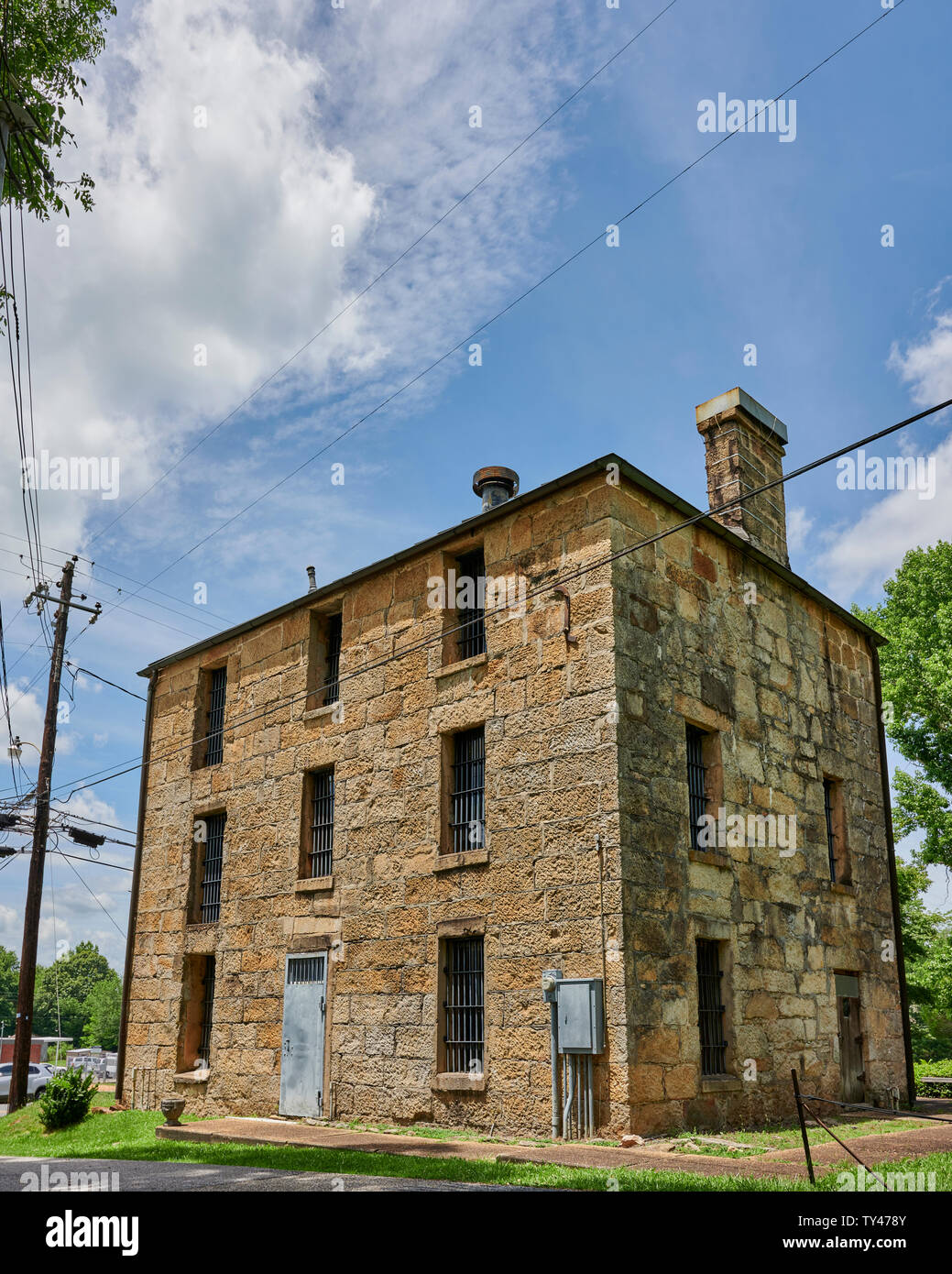 Old stone jail from the 1800's still standing in Rockford Alabama, USA. Stock Photo