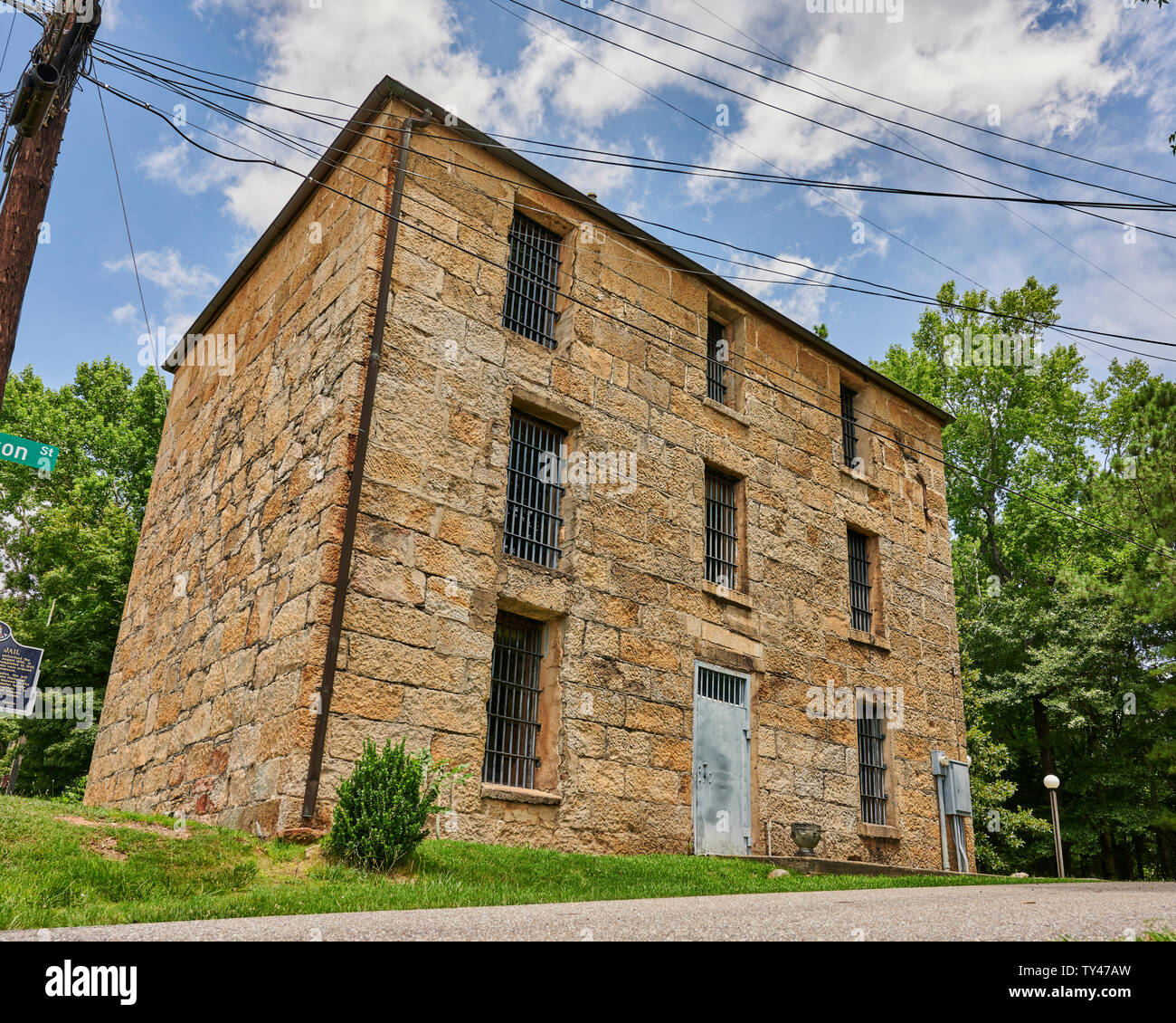 Old stone jail from the 1800's still standing in Rockford Alabama, USA. Stock Photo