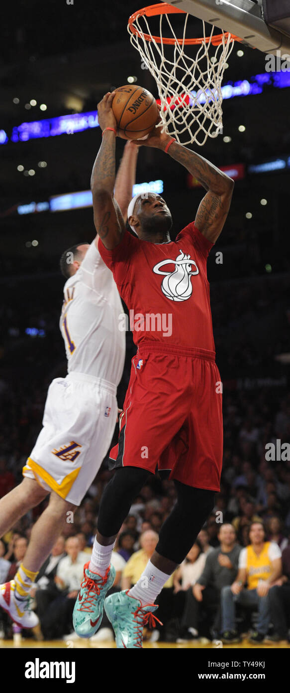 Miami Heat small forward LeBron James, right, and Los Angeles