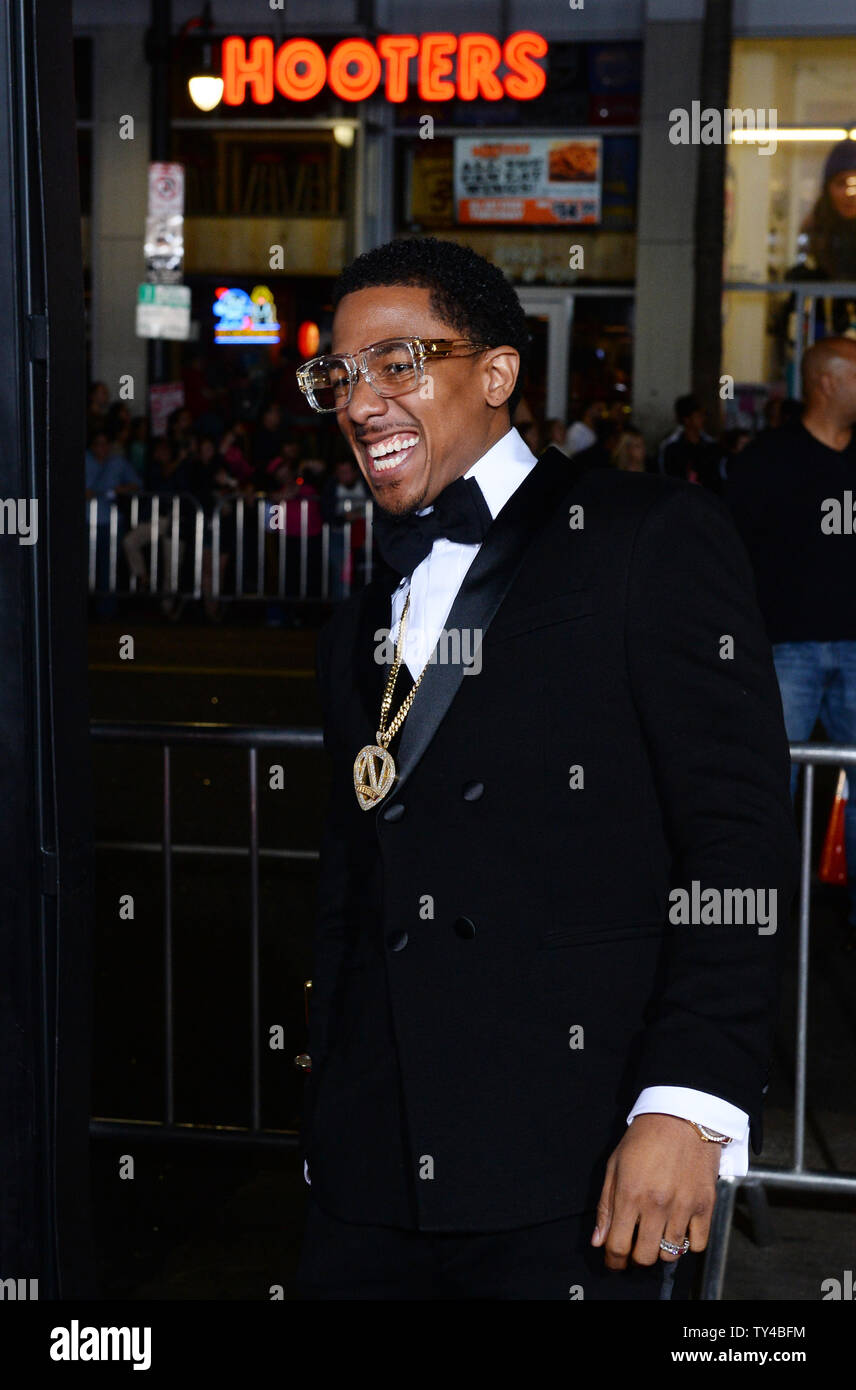 Actor Nick Cannon attends the premiere of the motion picture comedy 'Ride Along' at TCL Chinese Theatre in the Hollywood section of Los Angeles on January 13, 2014. In the film, fast-talking security guard Ben (Kevin Hart) joins his cop brother-in-law James (Ice Cube) on a 24-hour patrol of Atlanta in order to prove himself worthy of marrying Angela (Tika Sumpter), James' sister.   UPI/Jim Ruymen Stock Photo